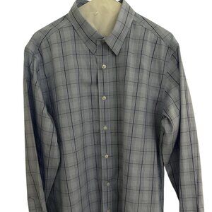 Untuck it Men's Large Slim Fit Cotton Button Down Blue - Long Sleeve-NWOT